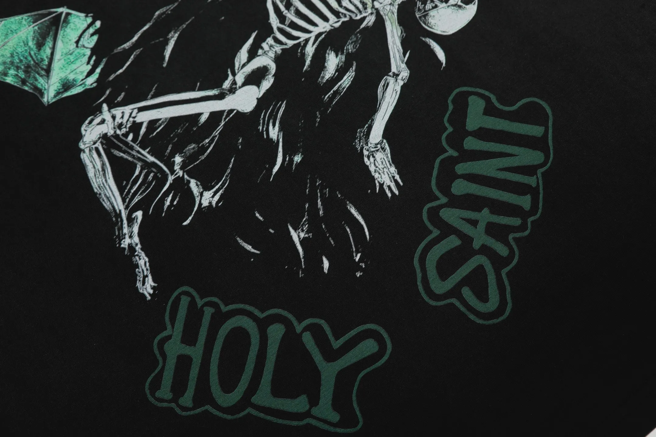 VT9244 P140💰 SAINT Michael "Skull Death" punk style printed retro washed distressed short-sleeved T-shirt Small neckline design White ink digital direct printing High street retro heavy distressed washed Vintage short sleeves Size: S M L XL